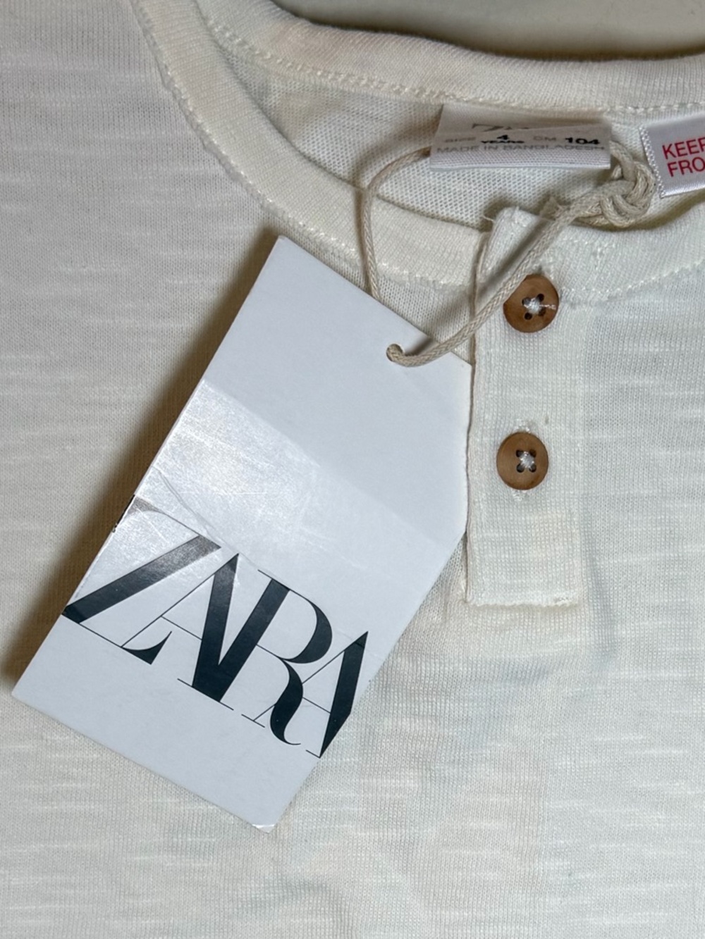 NWT ZARA Off-White Ribbed Henley Tank with Buttons